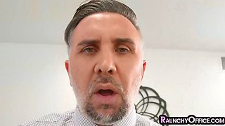 Bigtitted MILF giving head to boss