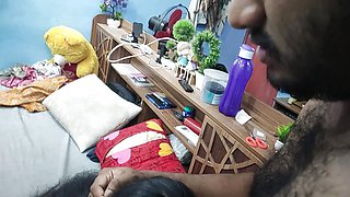 Mallu girl hot sex in skirt and t shirt with boobs suck and hot fuck, Mallu couple hot sex in bedroom, Malayali couple fuck