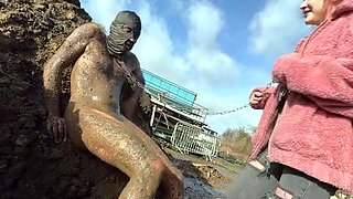 Extreme ballbusting in the mud Miss Eva Ray