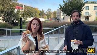 HUNT4K. Poor redhead slut with nice curves and pussy is fucking for scientific progress