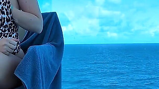 Risky Outdoor Squirt on the Deck of the Ship