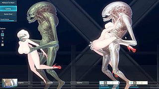2B from Nier Automata gets dominated by massive aliens