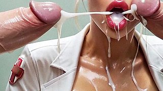 Nurse Woman Lara and Jared in Gloryhole Club, Big Tits, Gloryhole Bukkake, Big Dick Sucking Cock