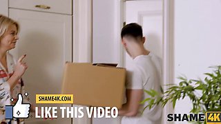 SHAME4K. Stud is happy because he can cum in matures mouth after sex