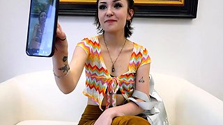First time amateur brunette solo with dildo