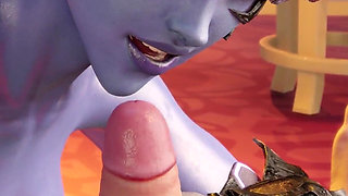 3D Overwatch Widowmaker Blowjob and Anal Beads Cumshot