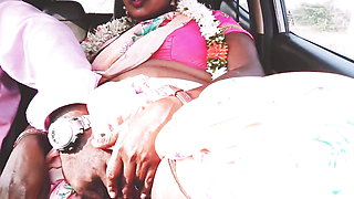 Indian Car Sex Pink Saree Bhabi Try to Fucking with Boy Friend. Telugu Firty Talks.