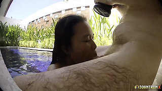 Johntronx - POV Pool Sex with a Gorgeous Slim Thai Amateur Babe
