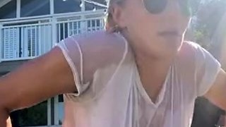 Lindsey Pelas Nude Wet T Shirt See Through Strip Video