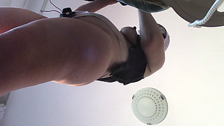 Sexy wife doing housework naked. Brunette, hairy pussy, big ass, big tits.
