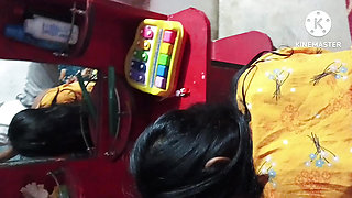 Yellow night dress wearing aunty boobs Milk droped on penis and fucking big boobs aunty's pussy