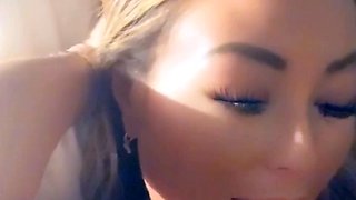 Glamour babe with big boobs masturbates in lingerie