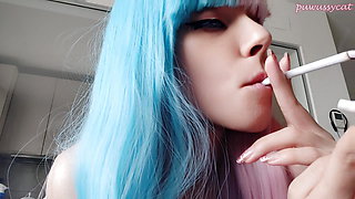 Cute Anime Girl Smoking 2 cigs at the same time :3 (ask me for full vid)