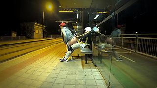 Really Risky Sex at a Bus Stop with a Young Stepsis That Ends with an Orgasm and a Cumshot
