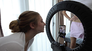 The Stepfather Caught His Stepson with a Cute Slut and Fucked Them