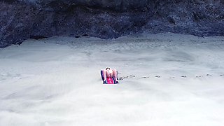 Sensual Nude Beach Goddess Captured by Drone - Ultimate Aerial Beauty