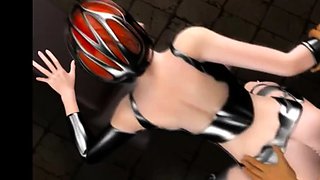 Foxy 3D Superwoman bounces up and down on a cock