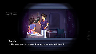 Judith give him handjob and touching in tits