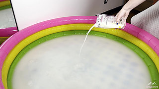 Lactating MILF Hucow Playing in a Pool of Breast Milk - Grey Desire