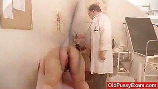 Blond-haired chubby milf explored by cunt doctor