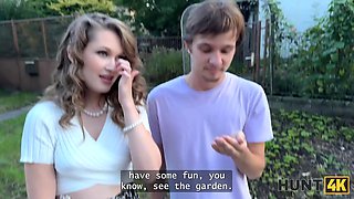 Hunt4k. wild chick is showing her Natural Tits on the street and cheating on her boyfriend