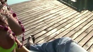 Beautiful oiled babe gets anally slammed outdoors by BBC