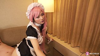 Asian Cosplay Girl Blowing cock