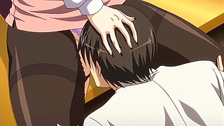 HENTAI: Hot big tiddy girl in schoolgirl uniform fucks with a schoolguy in principal's office
