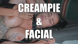 Stepmom and Stepson Watch Porn, Masturbate to Creampie Bliss in Share Bed Hotel Vacation