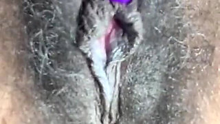 Close up Stimulating My Big Clit Hairy Pussy Creaming