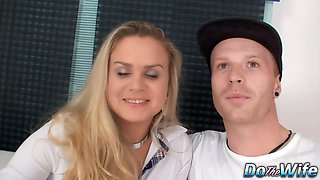 Blonde Barra Brass Anally Fucked and Creampied as Her Cuckold Looks On