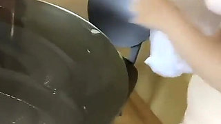 Johntronx - Naked Thai Maid Gets Fucked in the Kitchen Wearing Rubber Gloves