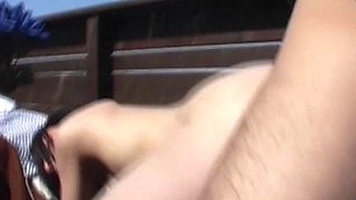 Stunning German Doll Rides a Big Dick in the Backyard