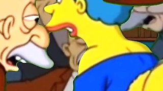 Dirty Orgy of Housewife Mrs. Sinpsom with Old Men at the Casting. Cartoon Parody