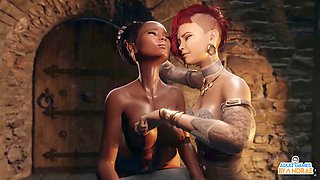 In the bath, anime sexy, he has a pussy