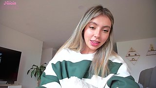 Beautiful Alicia with an Angelic Face Masturbates, Rubbing Her Pussy Against a Pillow and Moaning with Intense Pleasure