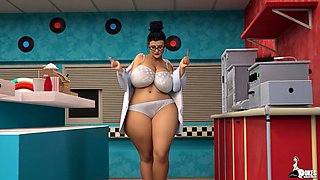 Curvy Waitress Sucks off the Boss for a Raise