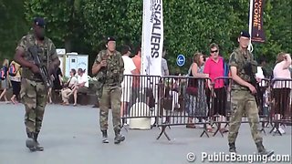 Crazy Public Sex Threesome Group Orgy With A Cute Girl And 2 Hung Guys Shoving Their Dicks In Her Mouth For A Blowjob, And Sticking Their Big Dicks In Her Tight Young Wet Pussy In The Middle Of A Day In Front Of Everybody 19 Min - Eiffel Tower