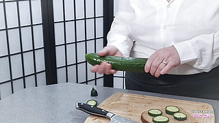 Thick cucumber satisfies my mature married pussy