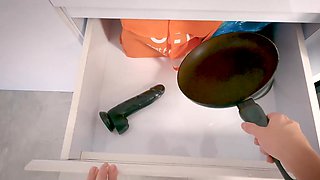 Maid's Dick & Dildo Kitchen Kink: Hardcore Slut Play