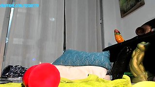 Curly Blonde Teen Records Solo Dildo Masturbation More at