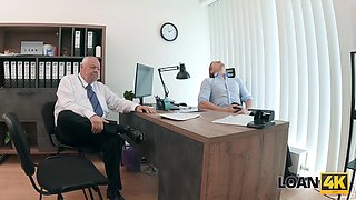 LOAN4K. Petite whore Mina K is doing dirty things in the office to get the loan