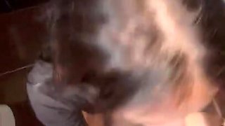 Wild mouth fuck in a toiler with a hot horny Russian brunette