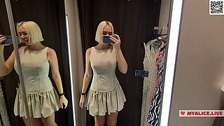 Try On Haul Transparent Clothes, Fitting room Try on haul at the mall. Public fetish