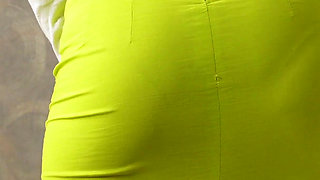 Amateur Milf In Tight Back Slit Skirt Teasing Visible Panty Line