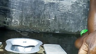 Aunty pissing out side & bathroom