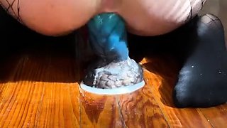 Extreme close up on her pussy taking toys