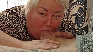 Mature fat woman sucks my dick until I cum