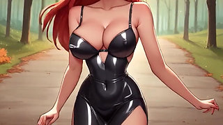 Sexy Big Tits Bouncing and Teasing! Latex Outfits Try on