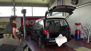 At Stepmom's in the Workshop It Fucks in the Car